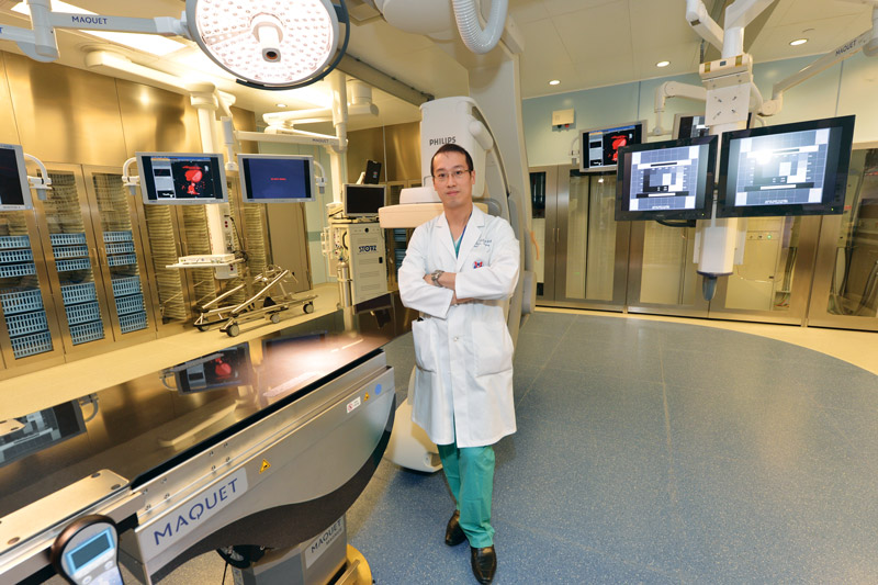 Gilbert Tang, MD, MS, MBA, Director of the Valve Disease Center, in Westchester Medical Center’s Hybrid Operating Room.