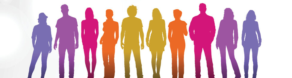 multi-colored silhouettes of people