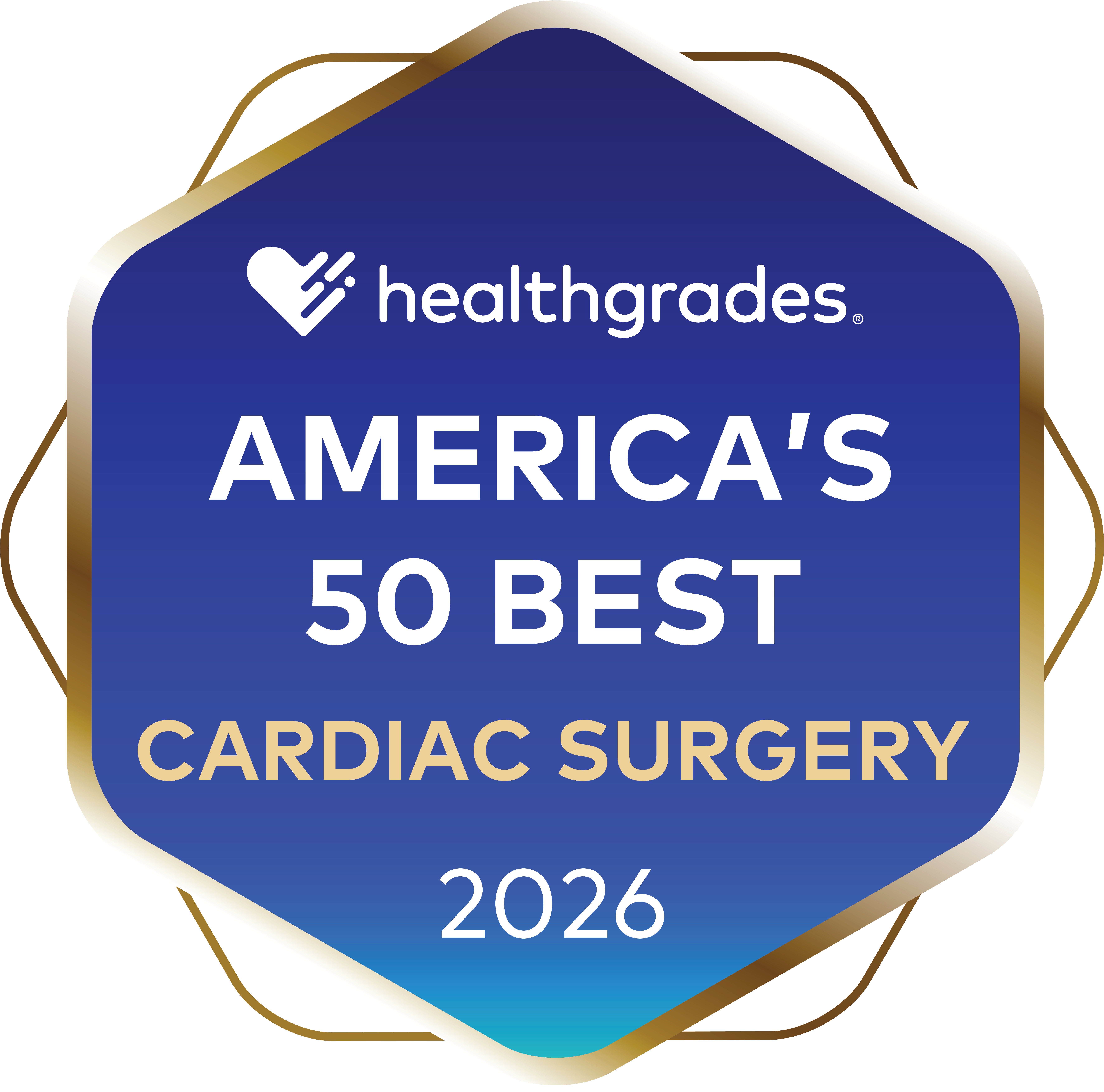 Healthgrades America's 50 Best Cardiac Surgery 2026 badge