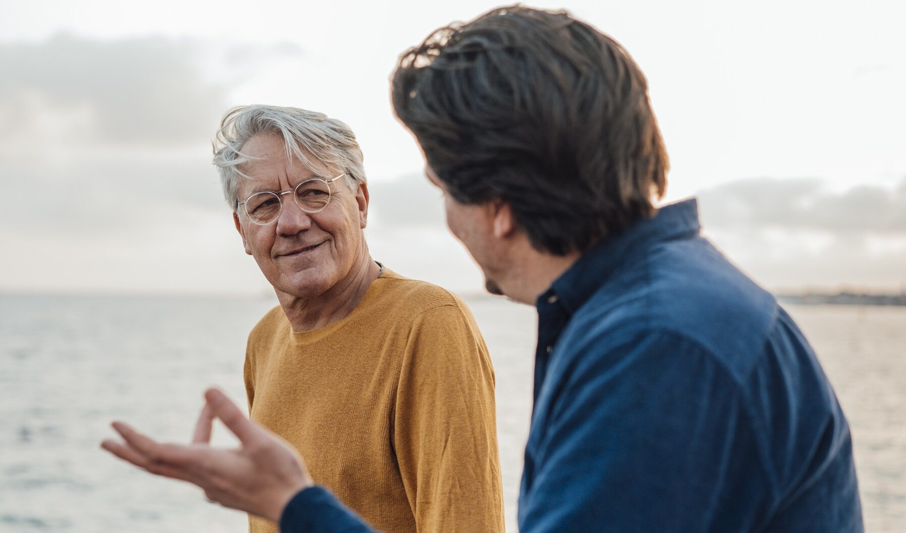 Son and father discussing memory concerns